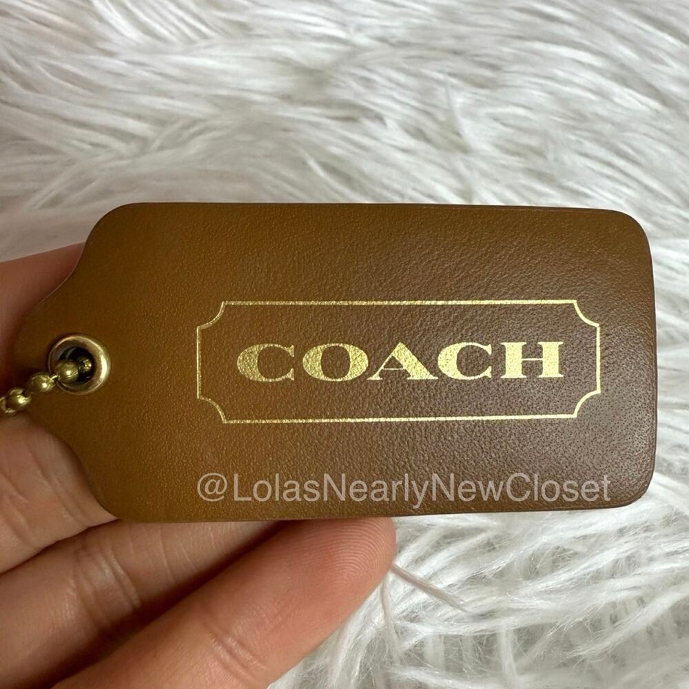 2.5" COACH Brown White Fob Bag Charm Hang tag Hangtag